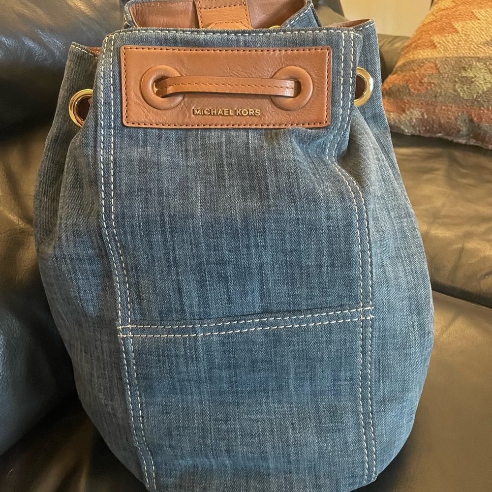 Denim and Brown Leather Michael Kors Backback *NEW*